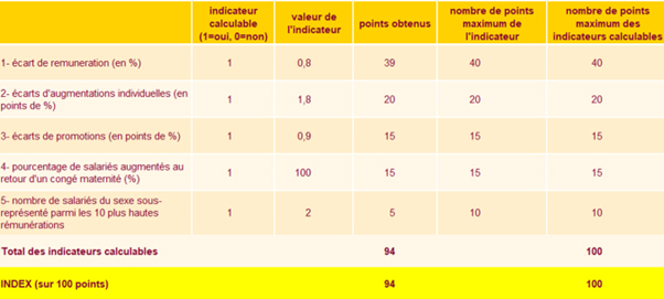 Indicateurs égalité hommes/femmes France